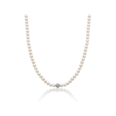 MILUNA Collana di perle con sfera diamantata - PCL1834V www.ideapreziosa.com shop online