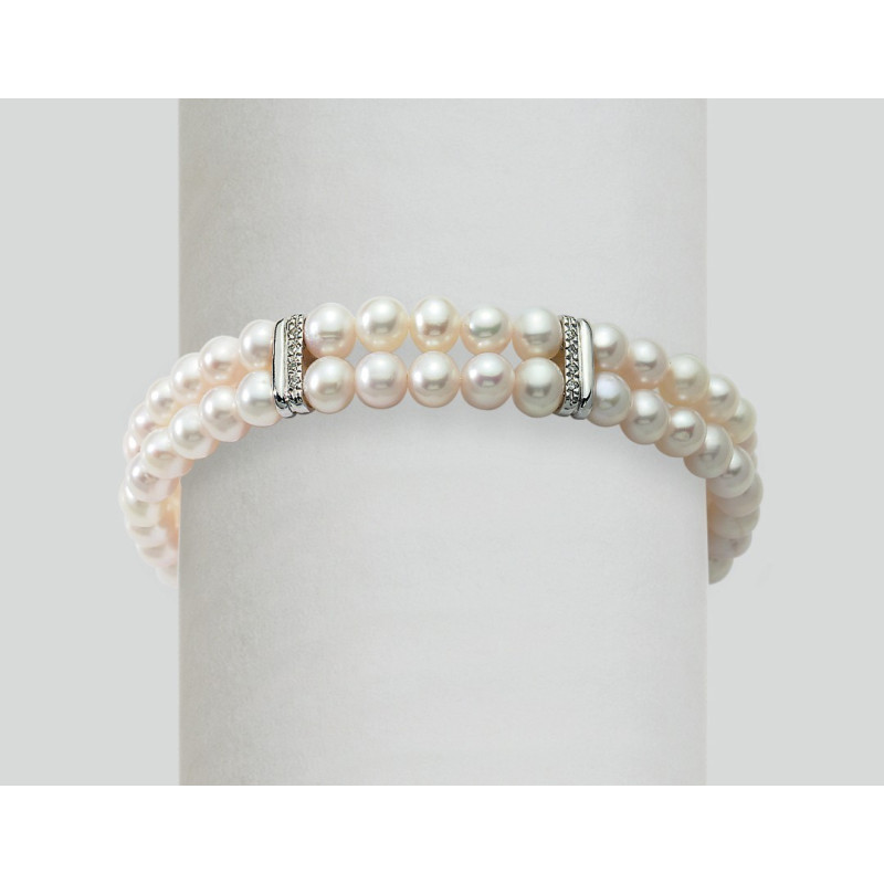 NIMEI Bracciale donna doppio filo con perle Akoya e diamanti - PBR761 NIMEI - 1