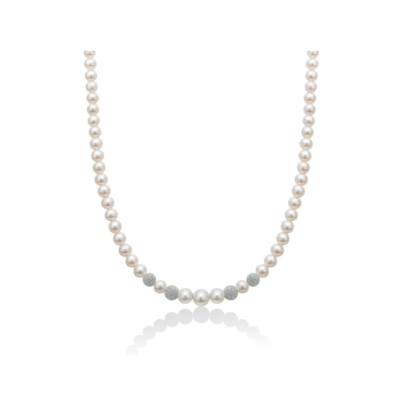 MILUNA Collana di perle con sfere diamantate - PCL4377V www.ideapreziosa.com shop online