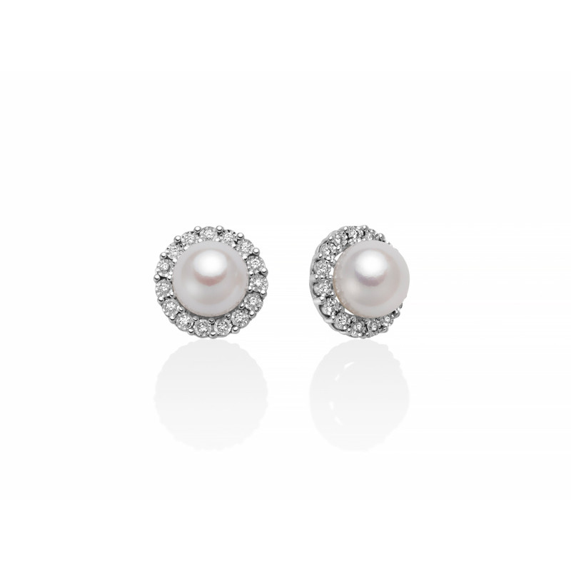 MILUNA Orecchini donna con perle contornate da diamanti - PER2382 www.ideapreziosa.com shop online