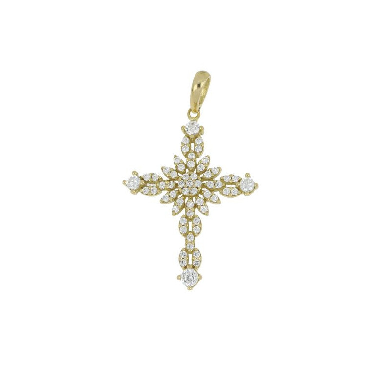 Croce donna in oro bianco con zirconi 18KARATI - 1