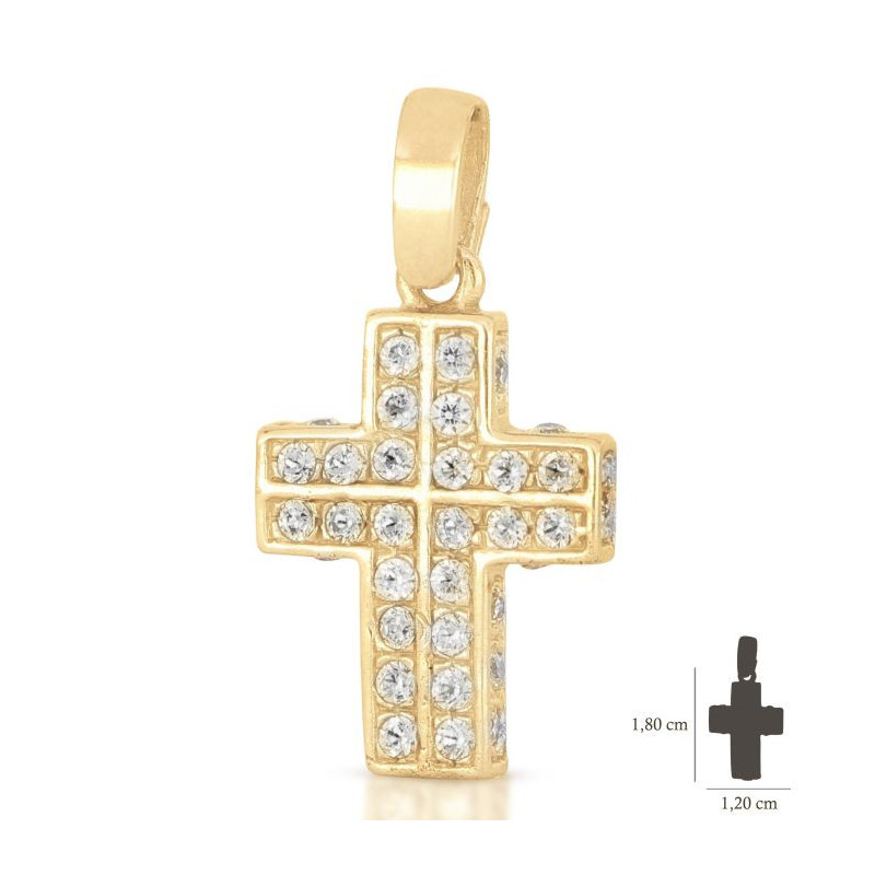 Croce donna oro giallo classica con zirconi 18KARATI - 1