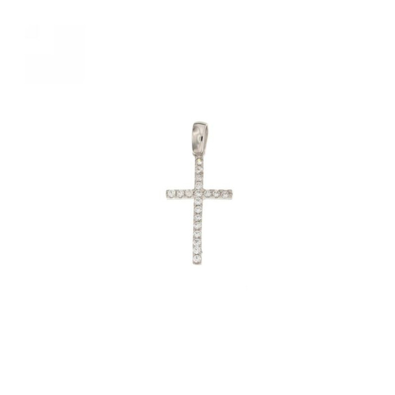 Croce donna in oro bianco con zirconi 18KARATI - 1