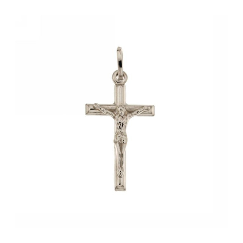Croce uomo oro bianco con Cristo 18KARATI - 1