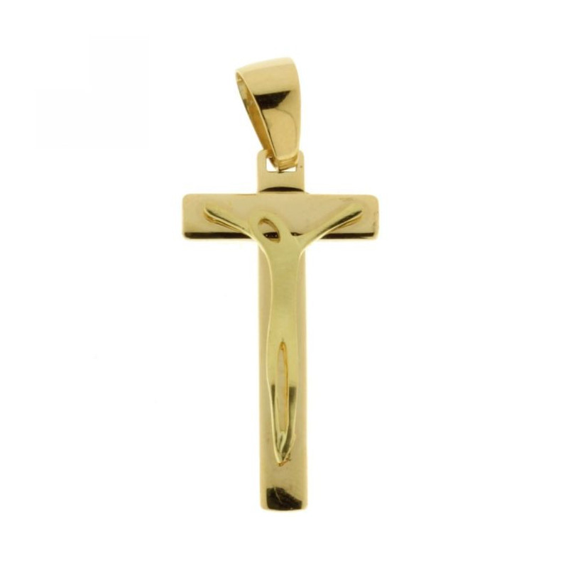 Croce uomo oro giallo con Cristo 18KARATI - 1