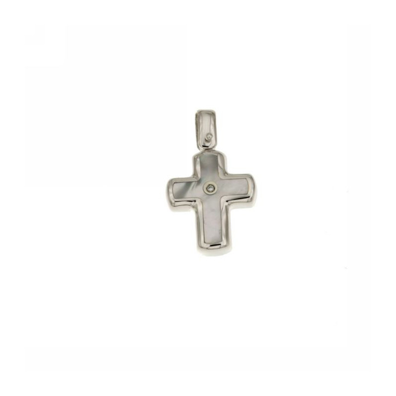 Croce uomo oro bianco con diamante 18KARATI - 1