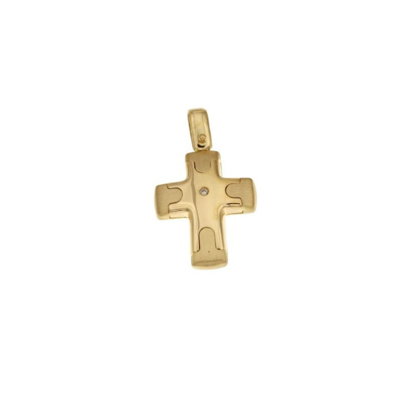Croce uomo oro giallo con diamante 18KARATI - 1