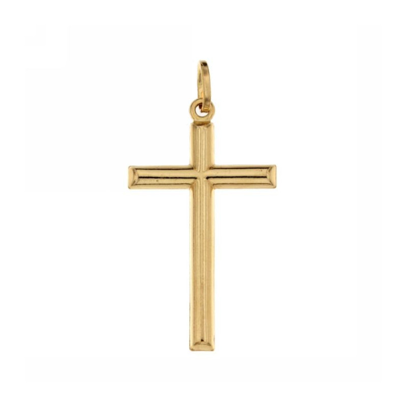 Croce uomo oro giallo scatolata senza Cristo 18KARATI - 1