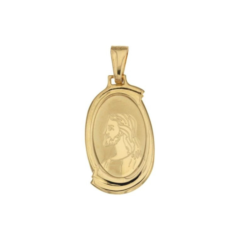 Medaglia oro giallo immagine di Gesù in cornice 18KARATI - 1