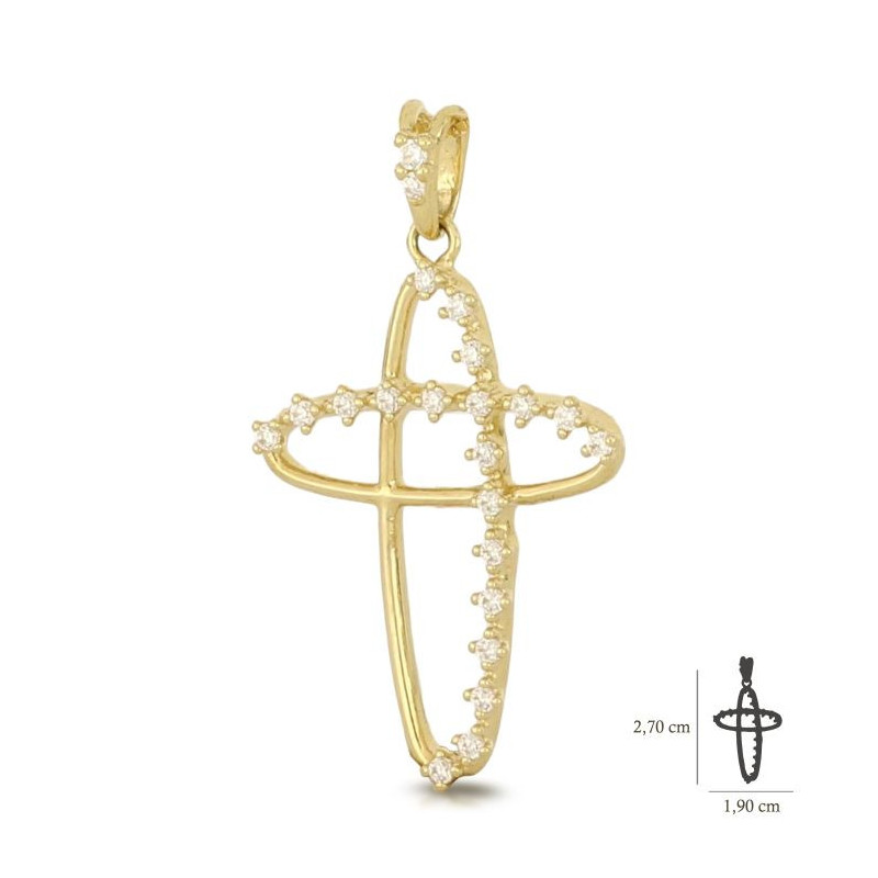Croce donna in oro giallo con zirconi 18KARATI - 1