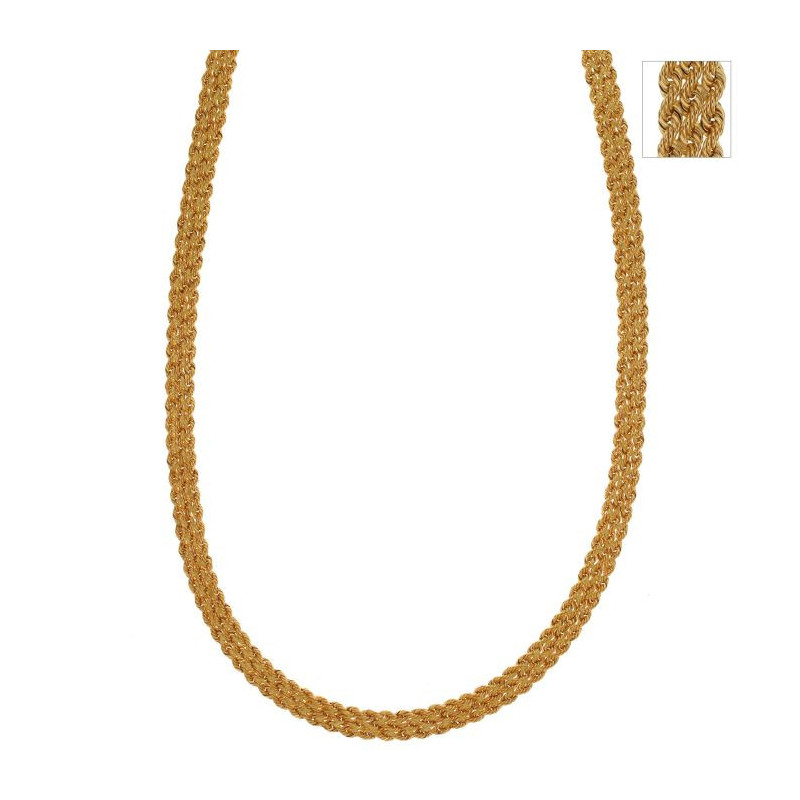 Collana donna oro giallo a 3 fili di fune corda 18KARATI - 1