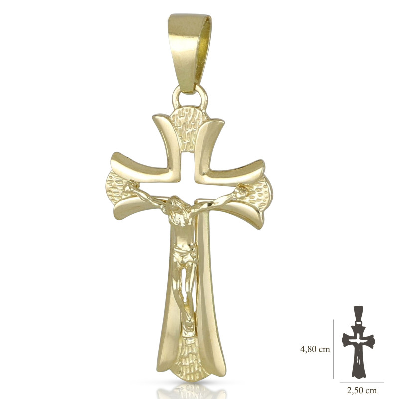 Croce uomo oro giallo traforata con Cristo 18KARATI - 1