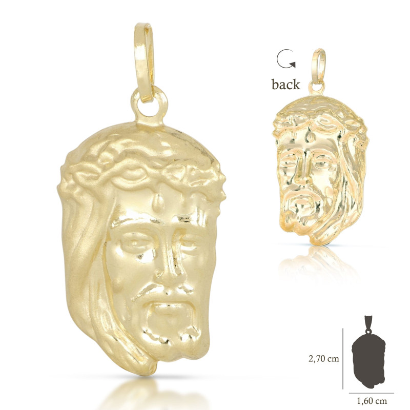 Medaglia oro giallo con volto di Cristo 18KARATI - 2