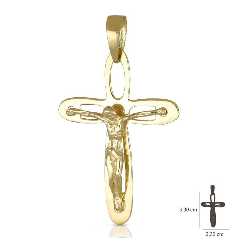 Croce uomo oro giallo con Cristo 18KARATI - 2
