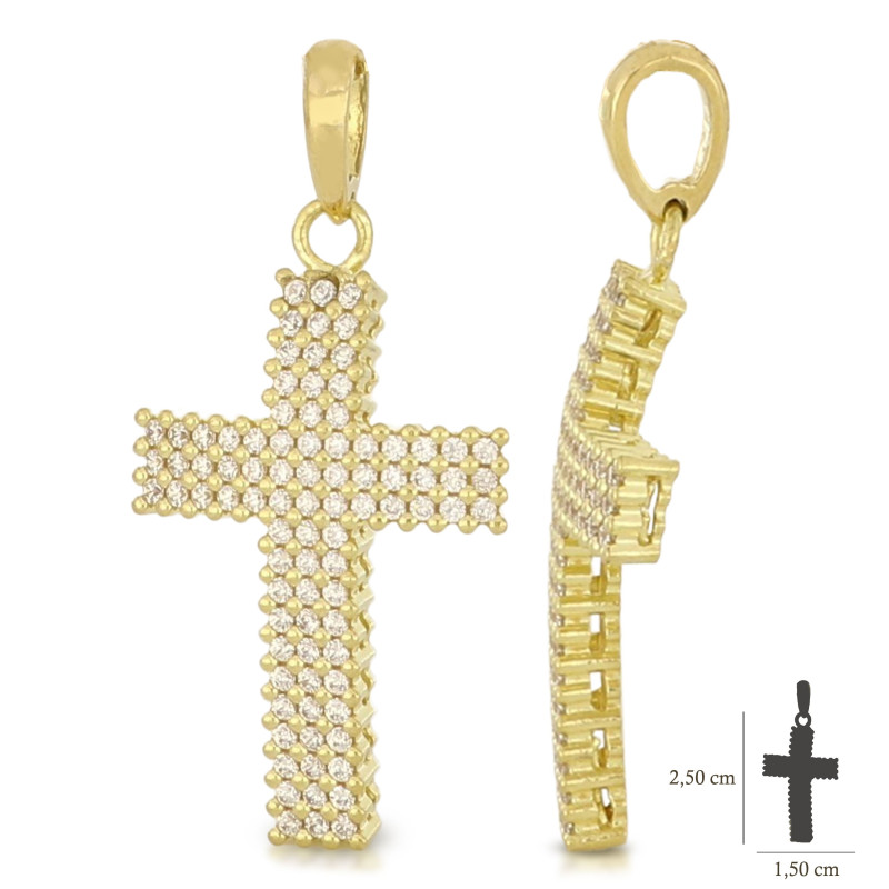 Croce donna in oro giallo con zirconi 18KARATI - 2