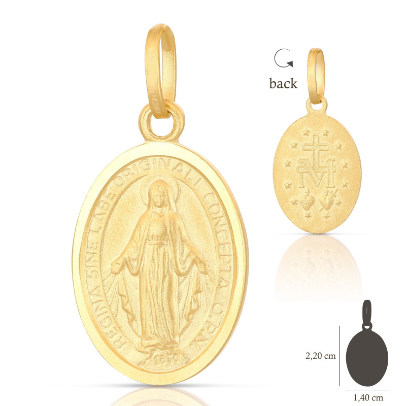 Medaglia oro giallo con Madonna Miracolosa 18KARATI - 1