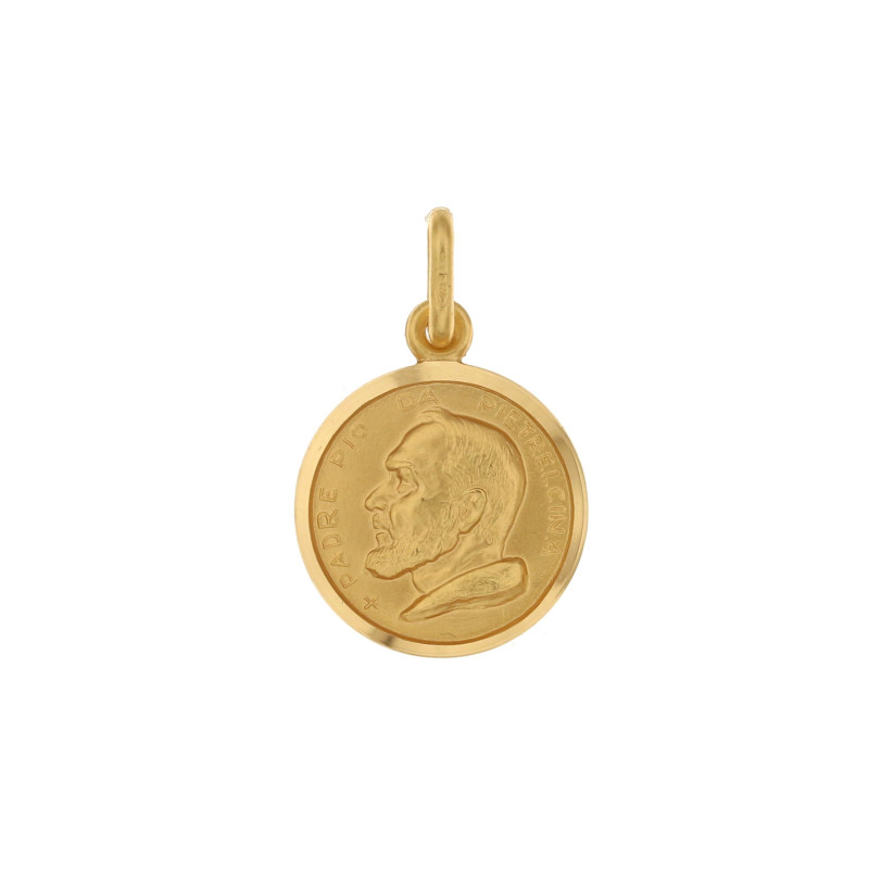 Medaglia oro giallo con immagine San Pio 18KARATI - 1