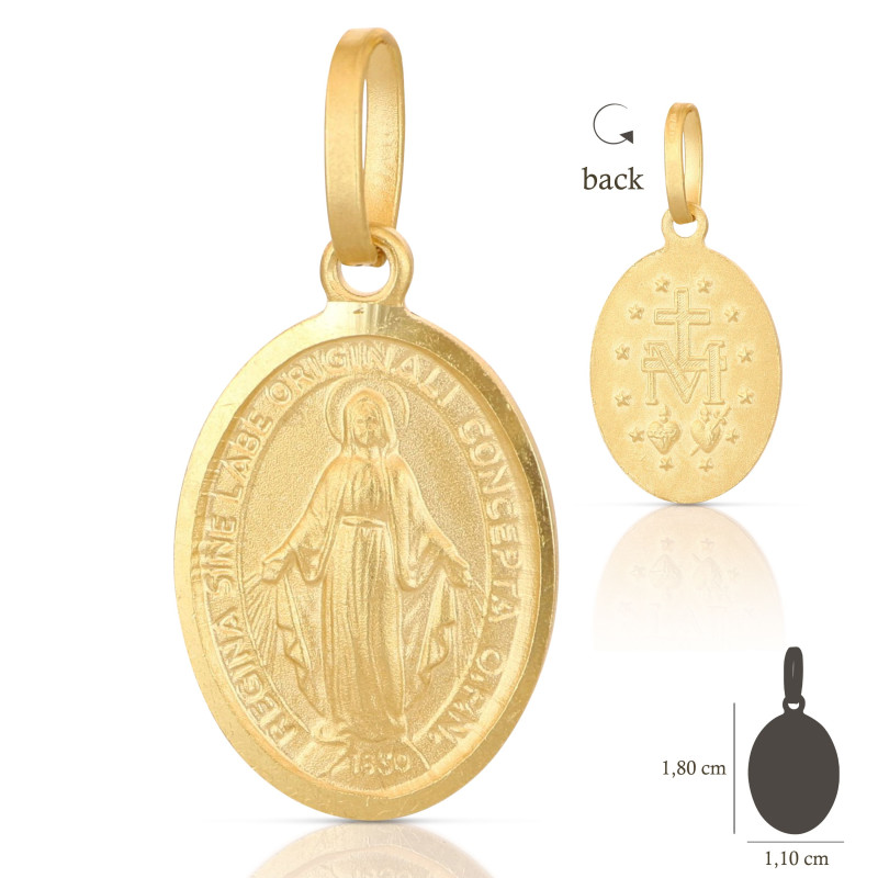 Medaglia oro giallo con Madonna Miracolosa 18KARATI - 2