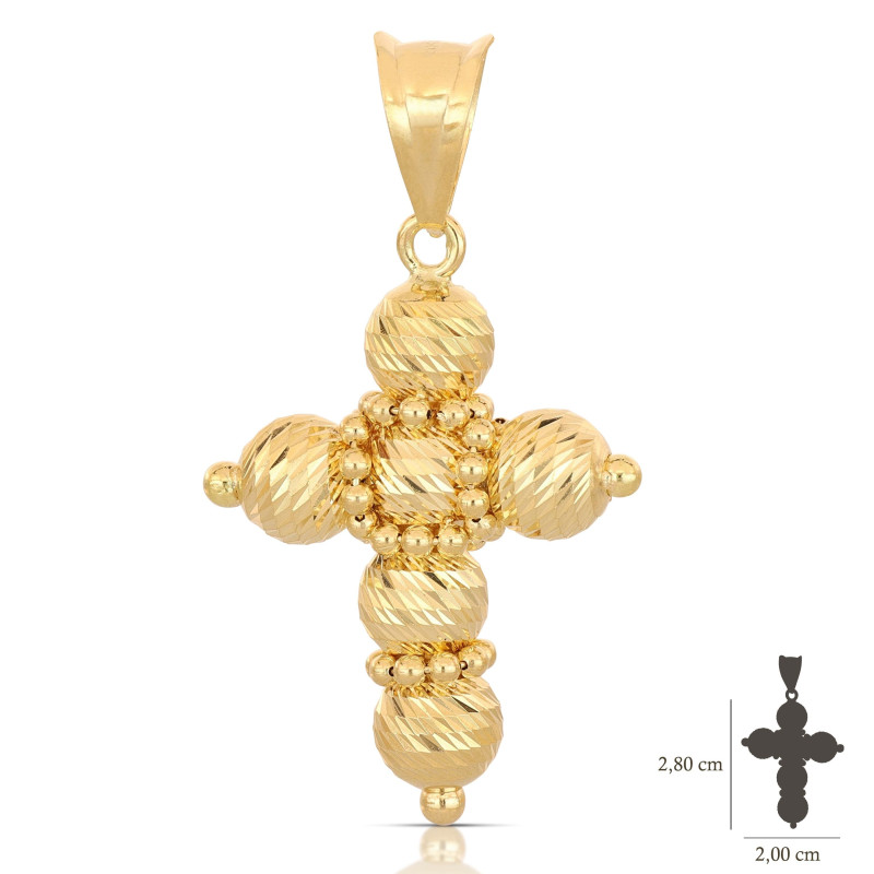 Croce donna in oro giallo a sfere 18KARATI - 1