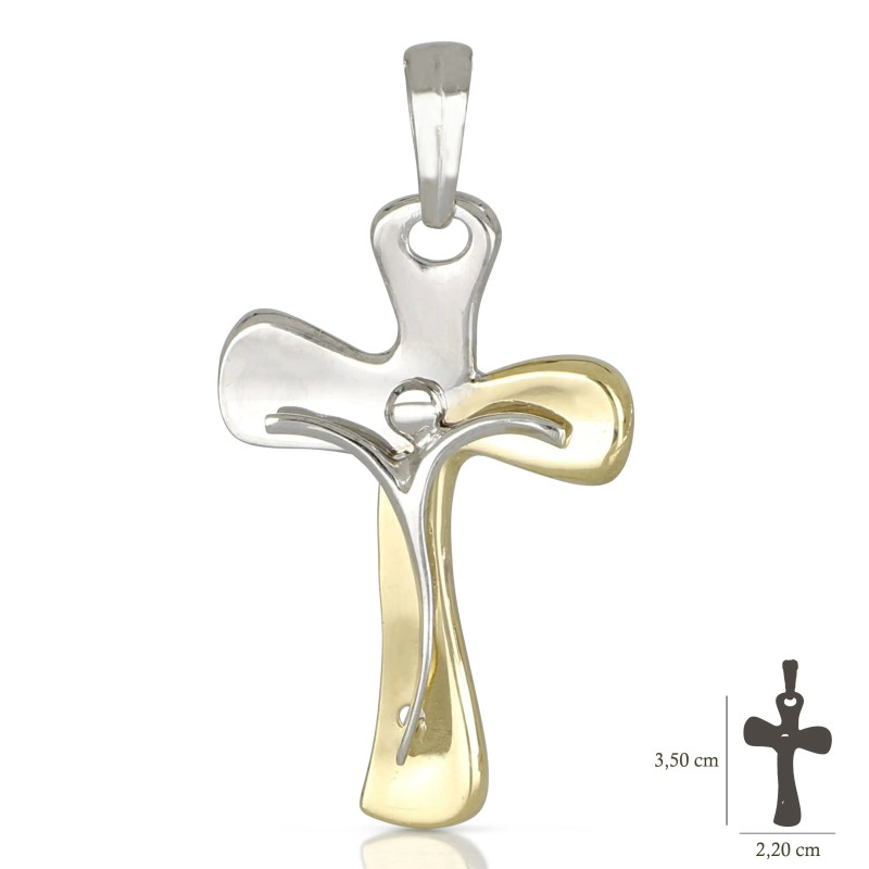 Croce uomo oro giallo bianco con Cristo 18KARATI - 1