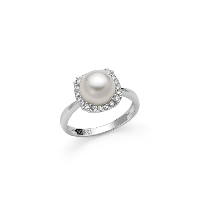 Nimei anello con perla oro bianco e diamanti PLI1661 NIMEI - 1