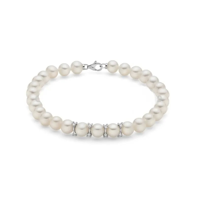 Bracciale perle Miluna oro bianco con diamanti PBR3549 MILUNA - 1